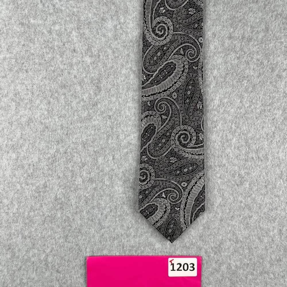 Ted Baker London Necktie Silk Gray Paisley Classic Tie